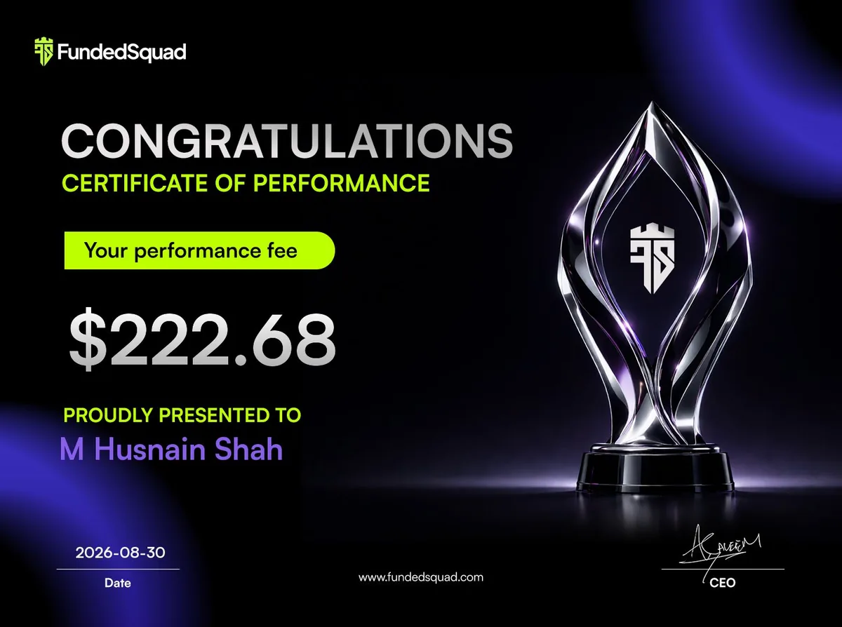 FundedSquad payout certificate for M. Husnain Shah